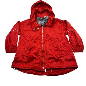 Ciao Milano Red Hooded Rain Jacket Water Resistant Paisley Lining Womens XS